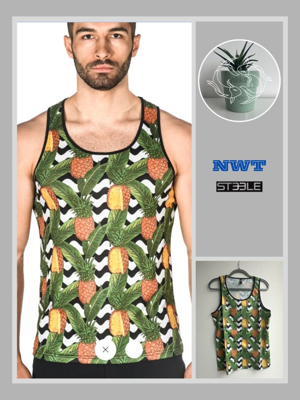 ST33LE - Pineapple Chevron Stretch Jersey Tank Top (M)
